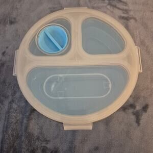 Round Blue and Clear Food Storage Container